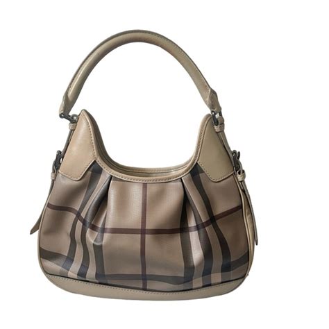 costo burberry hobo smoked|BURBERRY Smoked Check Brooklyn Hobo Trench.